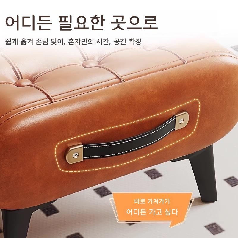 현관 의자 패브릭 소파 낮은 거실 입구 오일 왁스 가죽 갈색 - 상세 이미지 2