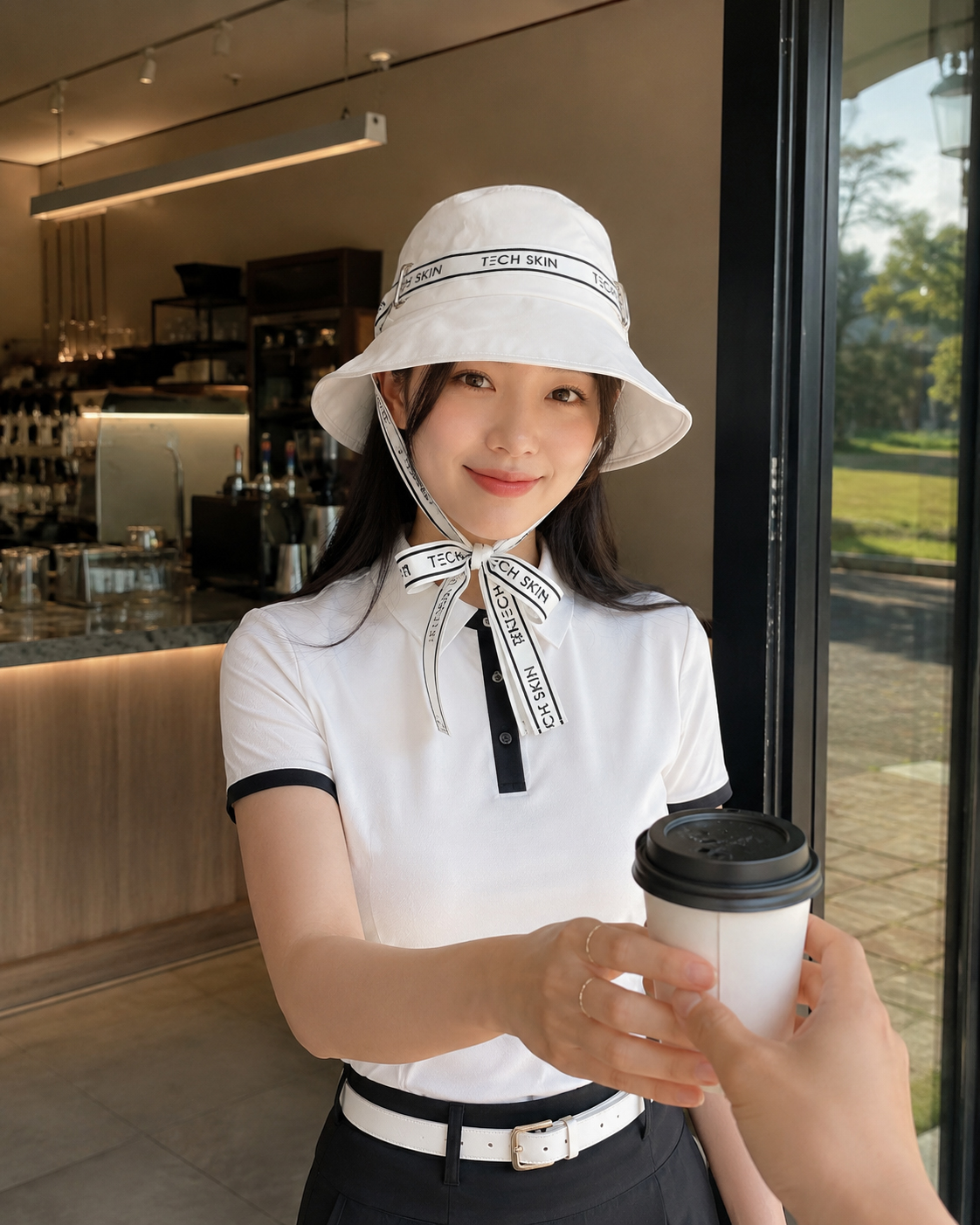 테크스킨 여성 리본 버킷햇 화이트 - 상세 이미지 5