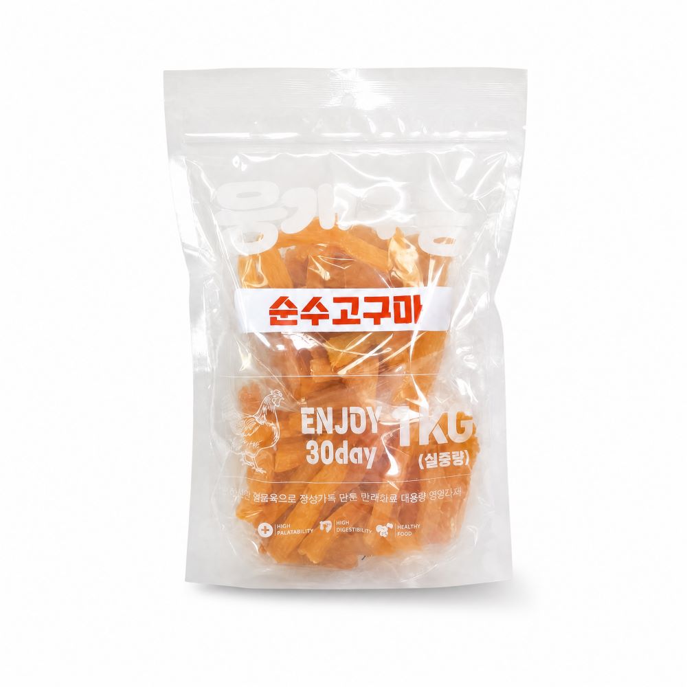 뭉개구름 대용량 강아지 간식 실중량 순수고구마, 1kg, 1개 - 상품 이미지