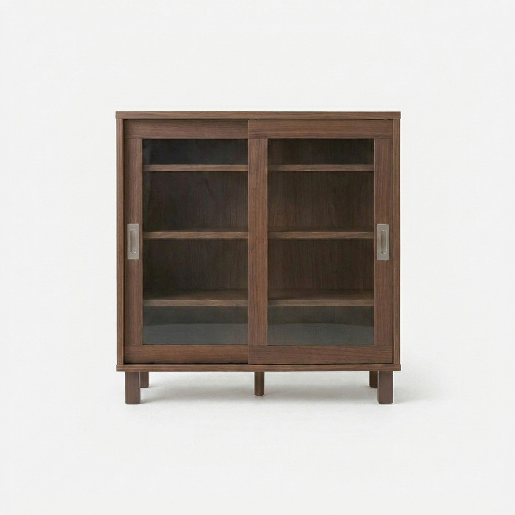 숄리드 슬라이딩 2문 수납장 CHM8380A 800x400x830mm, 1단, 미들브라운0827.6635 - 메인 이미지