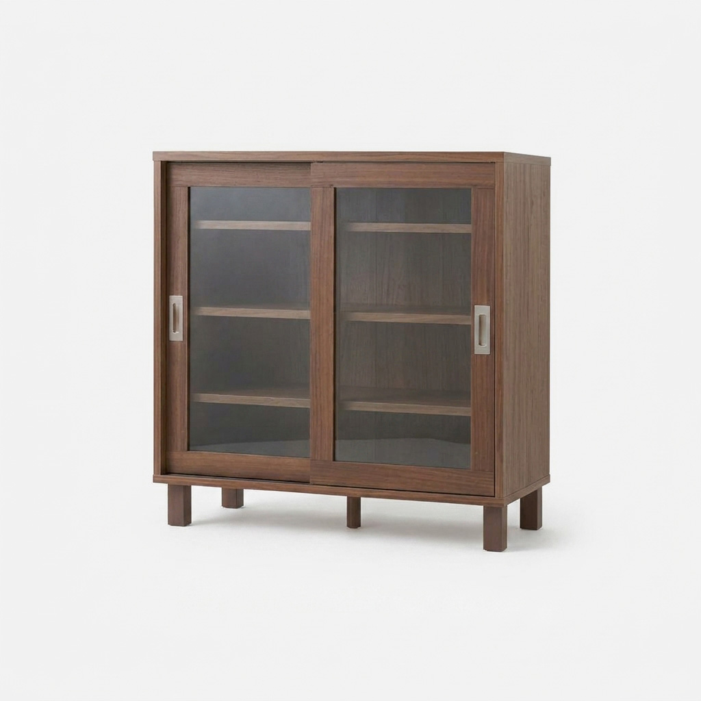 숄리드 슬라이딩 2문 수납장 CHM8380A 800x400x830mm, 1단, 미들브라운0827.6635 - 상세 이미지 2