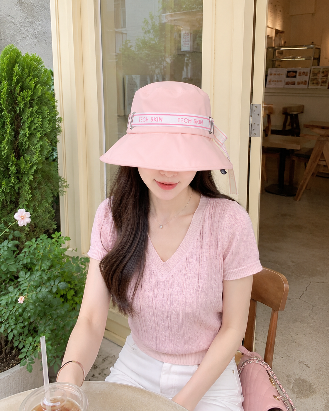 테크스킨 여성 리본 버킷햇 핑크 - 상세 이미지 4