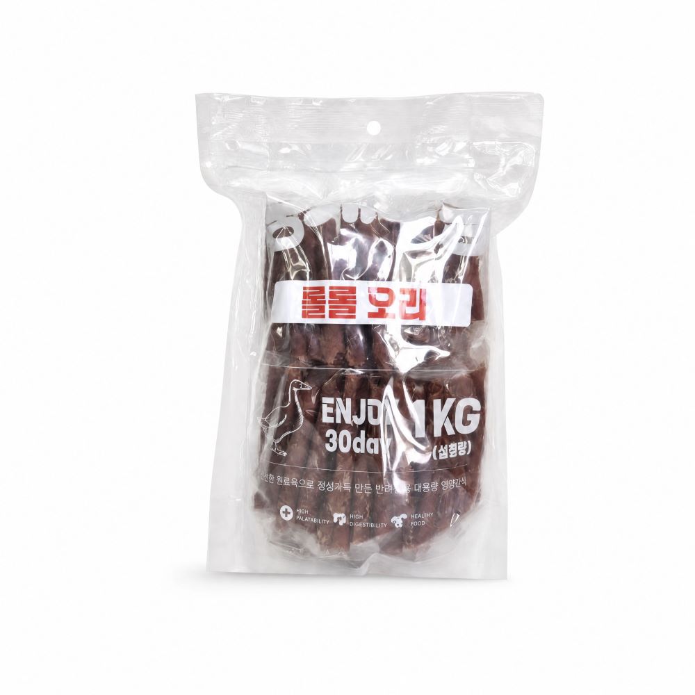 뭉개구름 대용량 강아지 간식 실중량 롤롤 오리, 1kg, 1개 - 상품 이미지