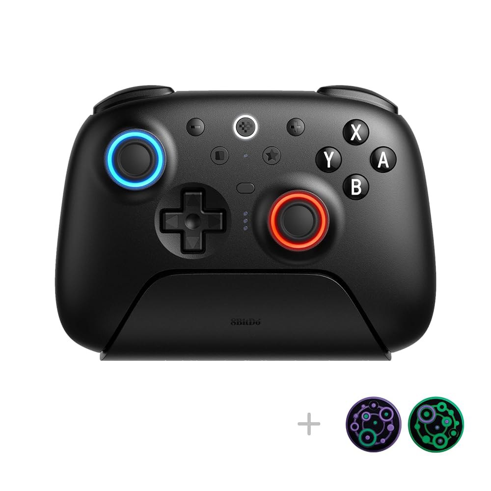 8Bitdo Ultimate 2 Bluetooth 컨트롤러(TMR 조이스틱 포함), 스위처블 홀 효과 /촉각 트리거, 진동, 모션 컨트롤, RGB 파이어 링 및 스위치 윈도우 PC - 상품 이미지