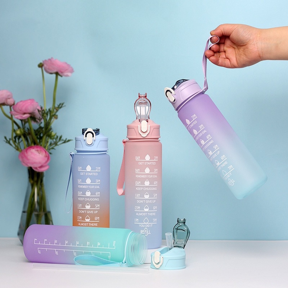 파스텔 오로라 물병 대용량 보틀 750ml 휴대용 런닝 사이클 헬스 여행 해외판 매트 핑크 750ml - 상세 이미지 4