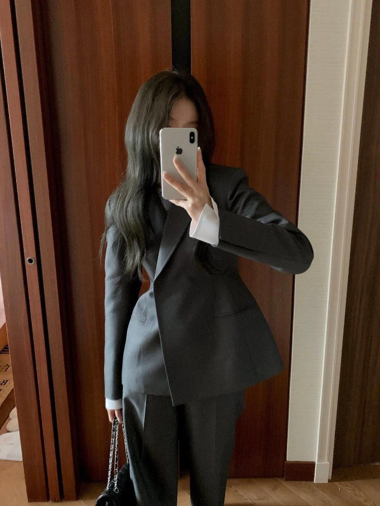 팬츠 투피스 하객룩 셋업 전문 자켓 와이드팬츠 세트 여성 정장 바지 수트 여름 와이드 여자 - 상세 이미지 4