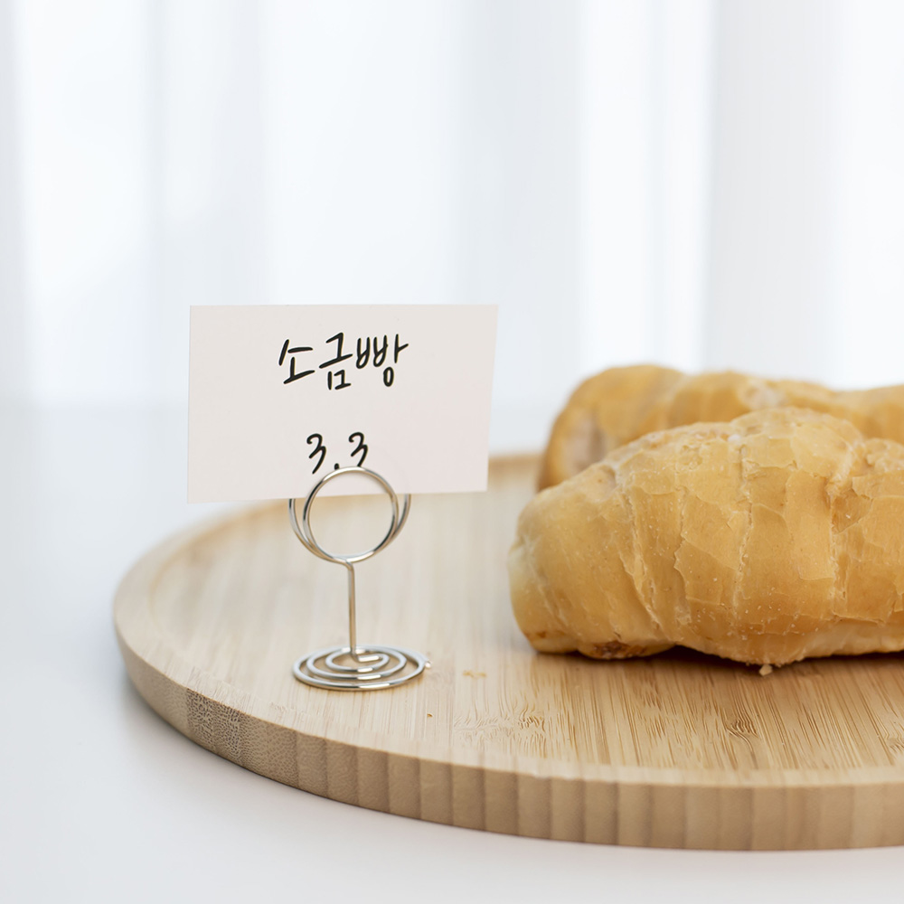 이중링 꼬임 베이커리 네임택 쇼클립 카드스탠드 가격표꽂이 카페 이름표집게 종이 홀더 - 상세 이미지 2