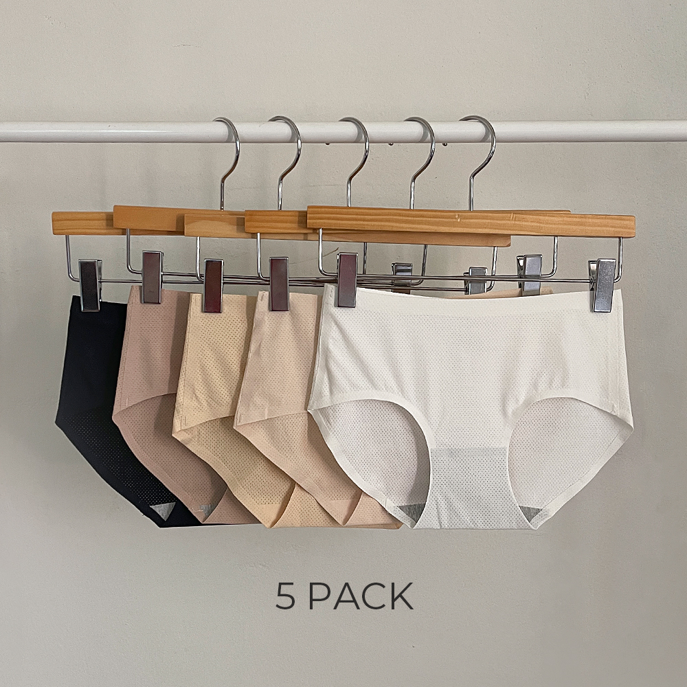 힙핑크 [5PACK/빅사이즈] 샌드 에어홀 이지 심리스 삼각팬티세트 - 상품 이미지