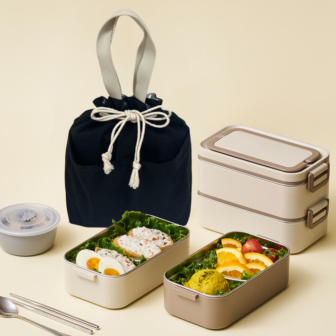 직장인 스텐도시락통 도시락가방 주머니 보자기 보온보냉 런치백 - 상품 이미지