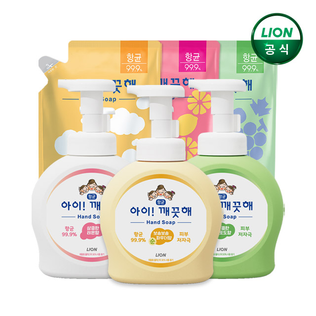 아이깨끗해 핸드워시 490ml 본품 4개 + 450ml 리필 4개 / 거품형 손세정제 - 상품 이미지