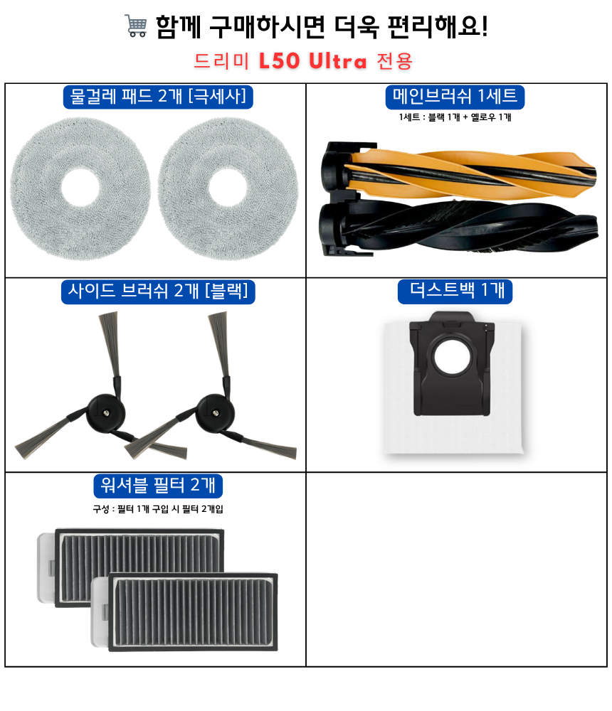 [호환] 드리미 L50 Ultra 소모품 사이드브러쉬 2EA - 상세 이미지 2