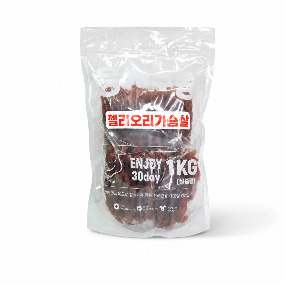 뭉개구름 대용량 강아지 간식 실중량 젤리오리가슴살, 1kg, 1개 - 상품 이미지