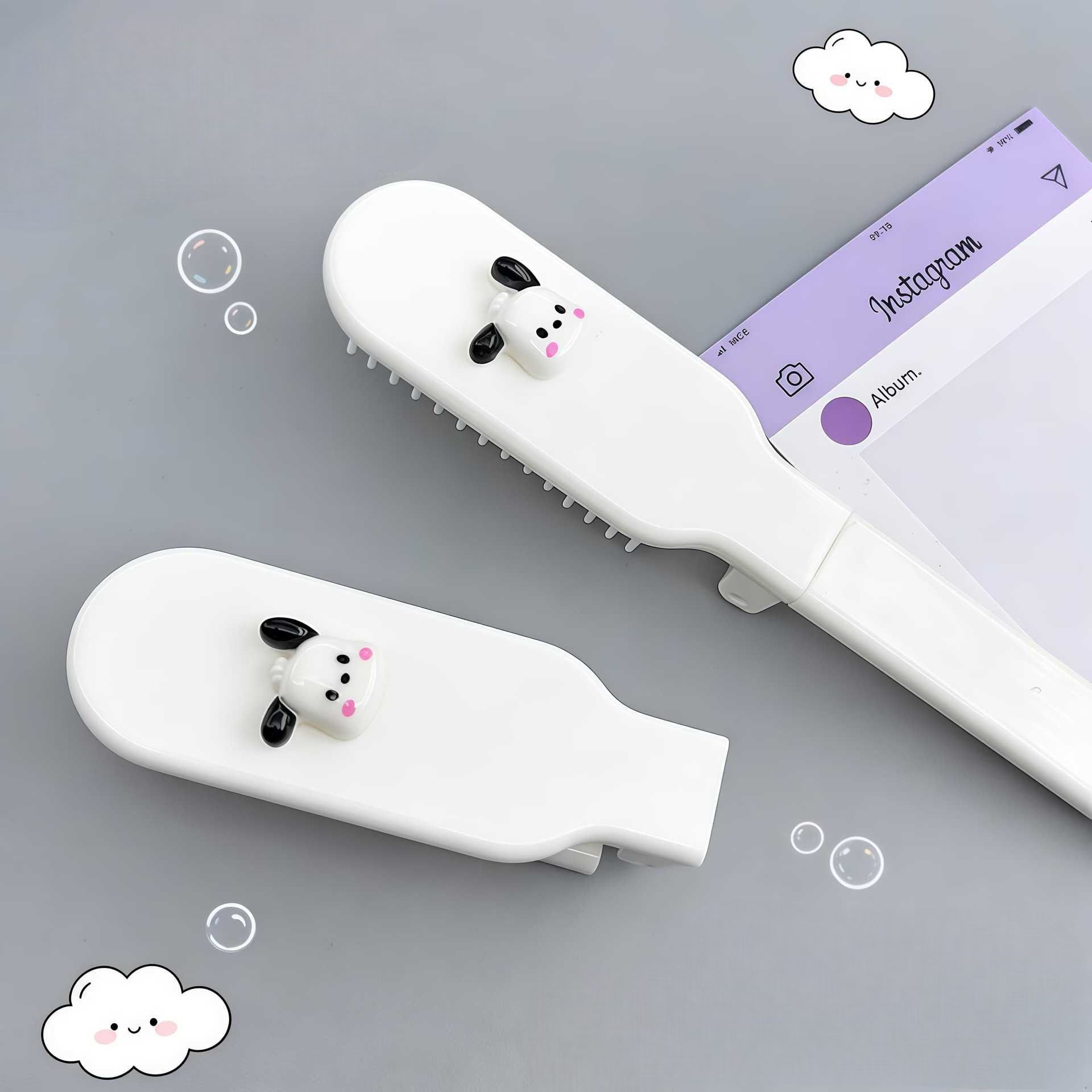 토끼 강아지 휴대용 헤어브러쉬 여행용 접이식 귀여운 미니빗 머리빗 긴머리 헤어스타일링 빗 - 상세 이미지 2