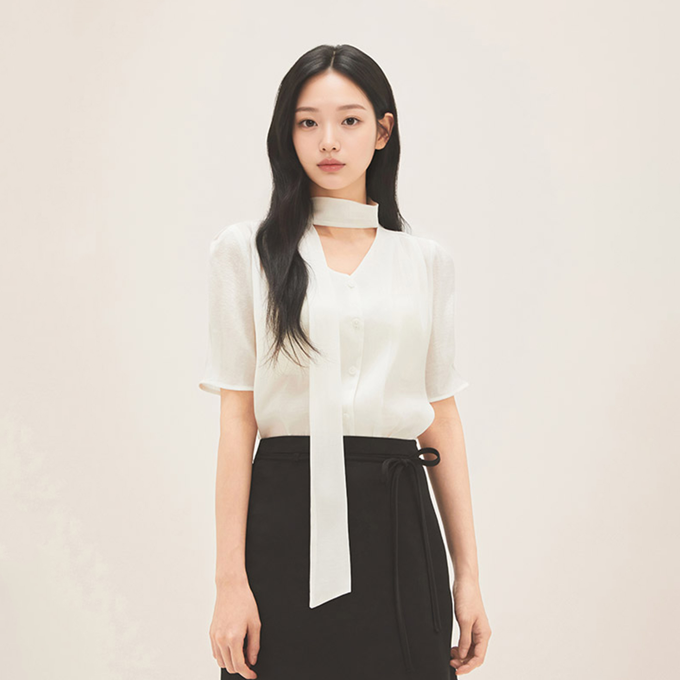 로엠 RE 타이블라우스 (RMBLG23R11) RMBLG25RT1 - 상세 이미지 5