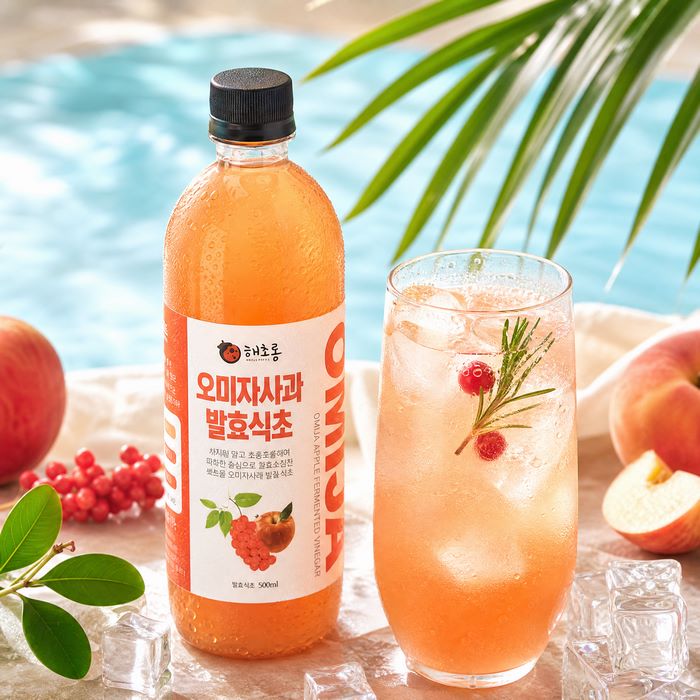 해초롱 천연발효사과오미자식초 500ml 국산애사비 무첨가 초모함유 자연발효 혈당관리 - 상품 이미지
