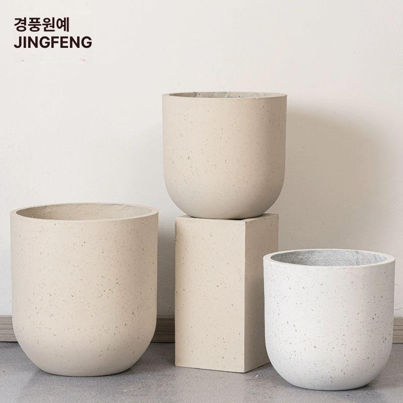 도자기 화분 대형 원형 베란다 테라스 인테리어 식물 화초 모던 세련된 예쁜 롱분 - 상세 이미지 2