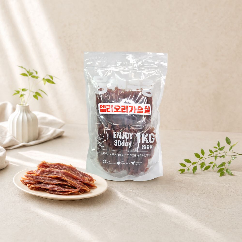 뭉개구름 대용량 강아지 간식 실중량 젤리오리가슴살, 1kg, 1개 - 상세 이미지 2