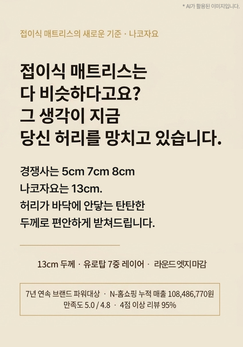 나코자요 접이식매트리스 3단 수면매트 토퍼 1인용 SS MS 13cm 바닥 단단한 판매처 상세 정보 이미지 2