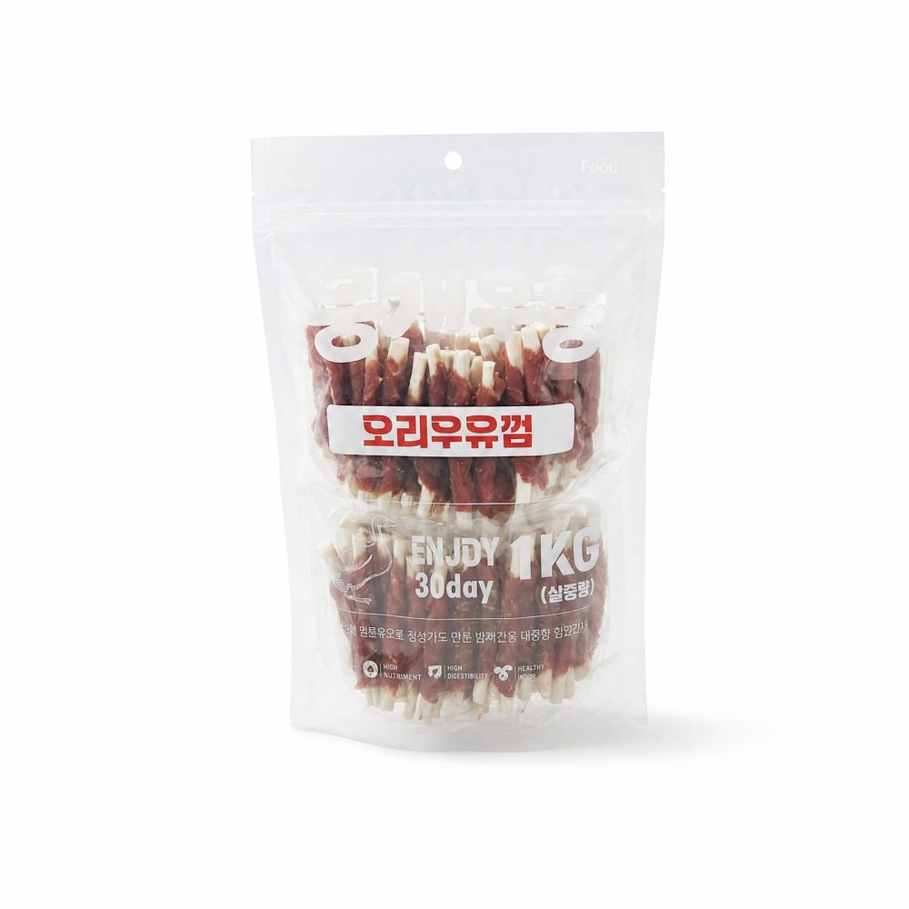 뭉개구름 대용량 강아지 간식 실중량 오리우유껌, 1kg, 1개 - 상품 이미지
