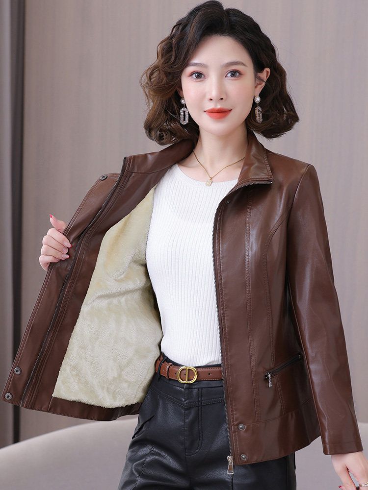 양가죽자켓 바람막이 오버핏 퀼팅 차이나넥 리얼양가죽 여성 캐주얼 재킷 여름 루즈핏 가을 - 상세 이미지 2
