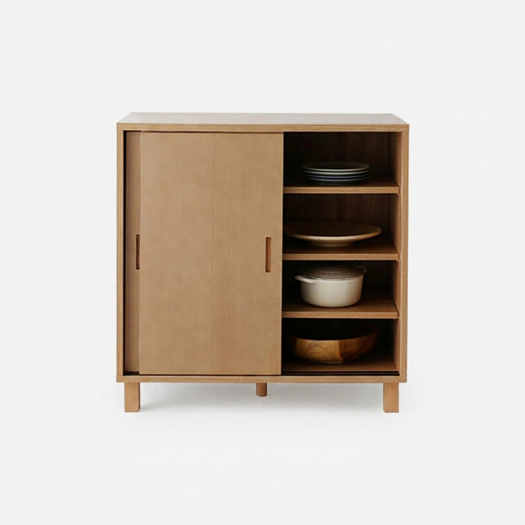숄리드 슬라이딩 2문 수납장 솔리드형 CHM8380AM 800x400x830mm, 1단, 미들브라운2712.4066 이미지 7