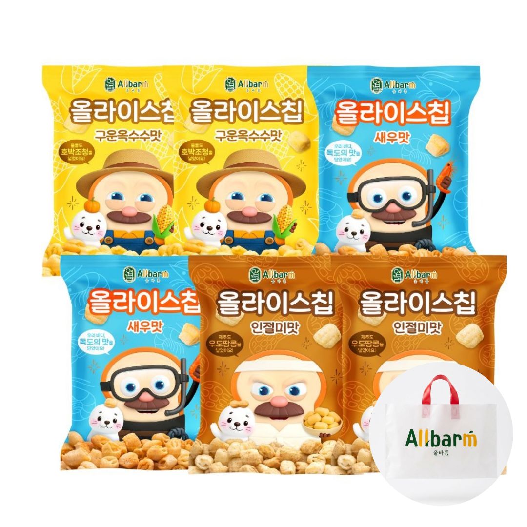 브레드이발소X올바름 올라이스칩 6봉 1set 아기과자 두돌 24개월 독도 쌀과자 답례품 - 상품 이미지