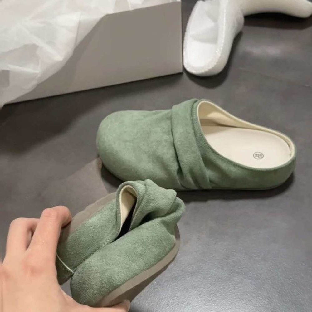 여성 보스턴 슬립온 굽2.5cm 여름 반슬리퍼 편한 데일리 플랫 슈즈 레트로 해외판 아이보리 35 225mm - 상세 이미지 4