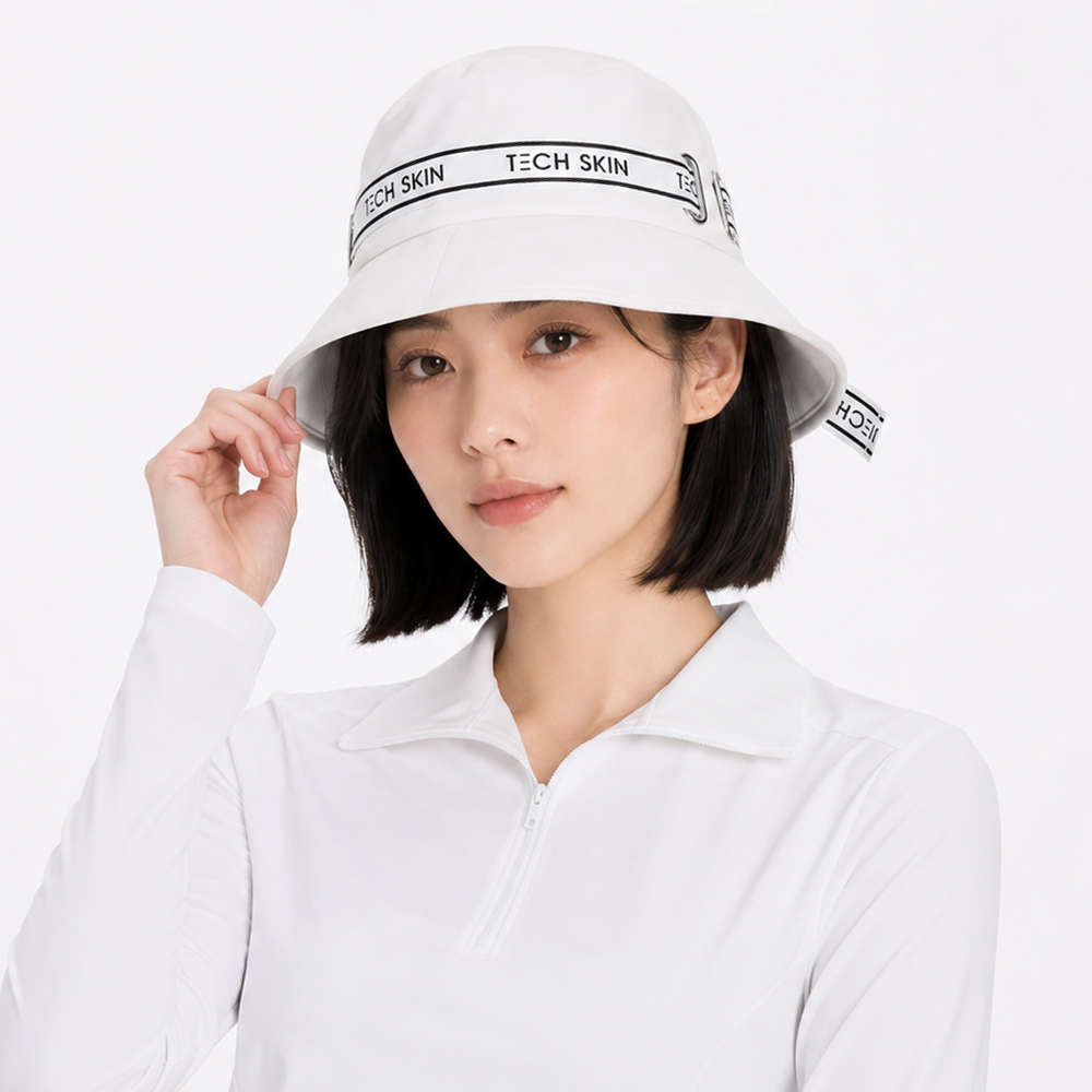 테크스킨 여성 리본 버킷햇 화이트 - 상품 이미지