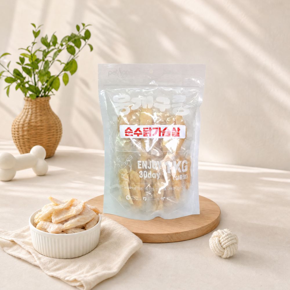 뭉개구름 대용량 강아지 간식 실중량 순수닭가슴살, 1kg, 1개 - 상세 이미지 2