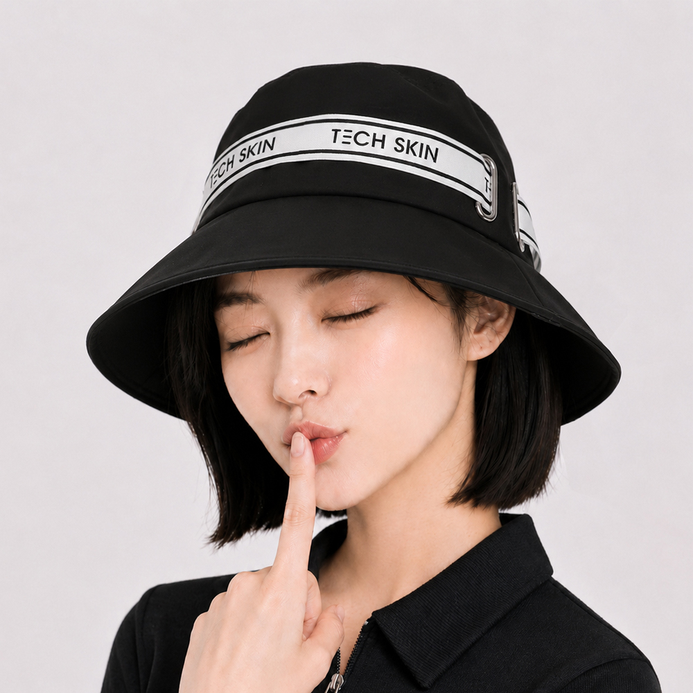 테크스킨 여성 리본 버킷햇 블랙 - 상세 이미지 3