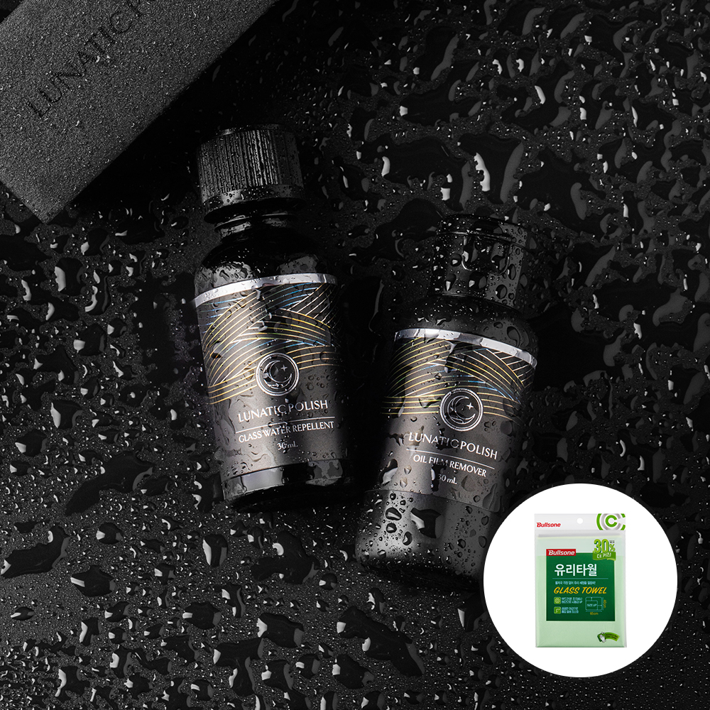 네이버 루나틱폴리시 글래스 마스터 자동차유막제거제 30ml+발수코팅제 30ml 산화세륨