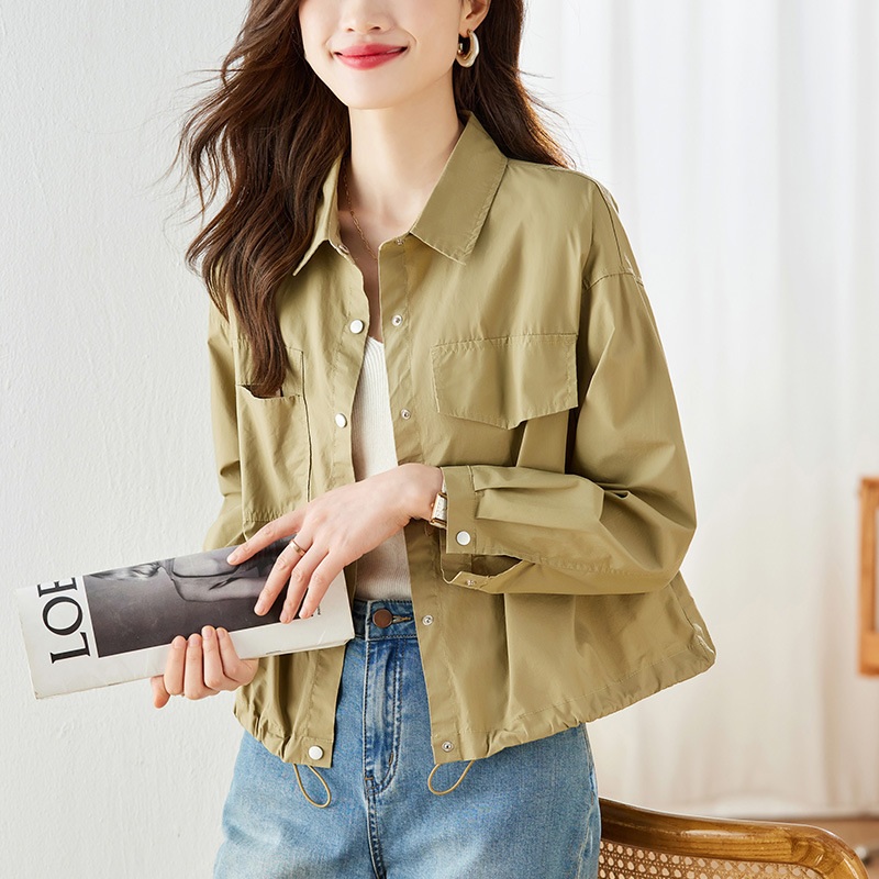 여성 순면 셔츠 자켓 데일리 루즈핏 바람막이 - 상세 이미지 2