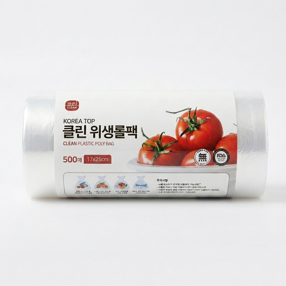 클린 위생 롤백 일회용 비닐 봉투 롤팩 17x25cm, 500매, 1개 - 상품 이미지