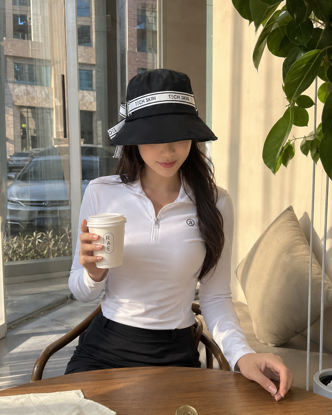 테크스킨 여성 리본 버킷햇 블랙 - 상세 이미지 5