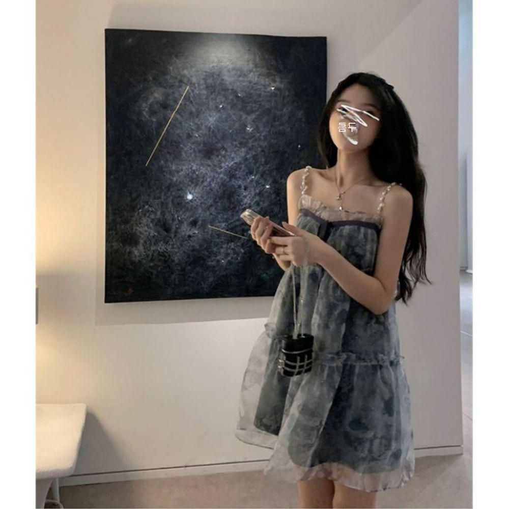 다낭 민소매 데일리룩 브이넥 휴양지 원피스 캐주얼 면원피스 미디원피스 여성 무릎 길이 여름 그레이 드레스 S - 상품 이미지