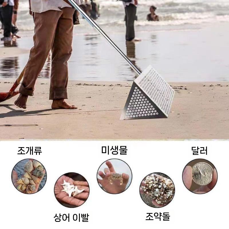 스테인리스 자갈 모래 채반 바구니 곡물 원형 거름망 소쿠리 해변 메쉬 타공 채망 스텐 대형 모래시계 삽 - 상세 이미지 5