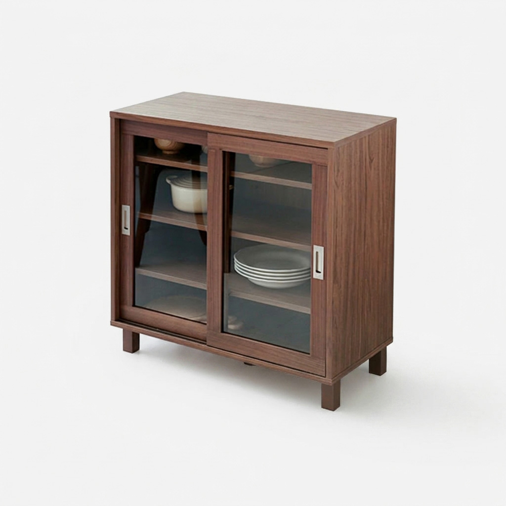 숄리드 슬라이딩 2문 수납장 CHM8380A 800x400x830mm, 1단, 미들브라운0827.6635 - 상세 이미지 5
