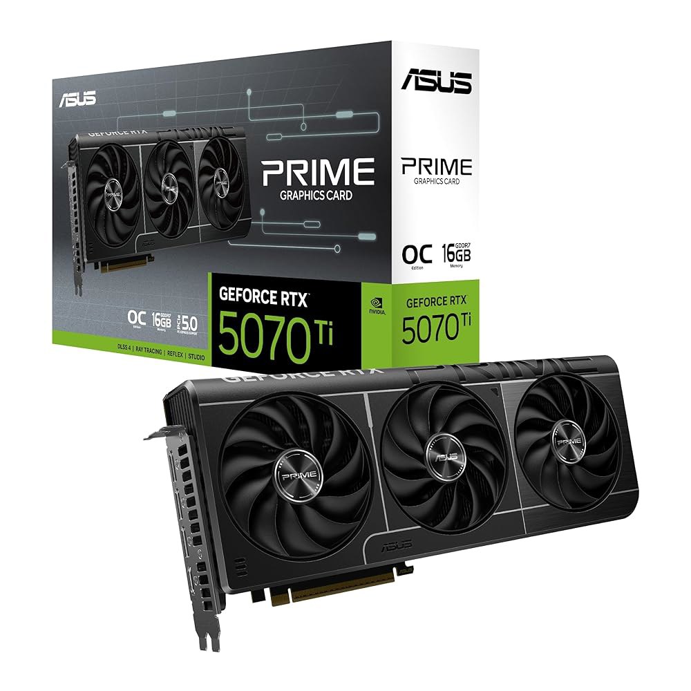 ASUS SFF 준비 프라임 지포스 RTX 5070 Ti OC 에디션 16GB GDDR7 그래픽 카드(PCIe 5.0, GDDR7, HDMI /DP 2.1, 2.5 슬롯, 축류 - 상품 이미지