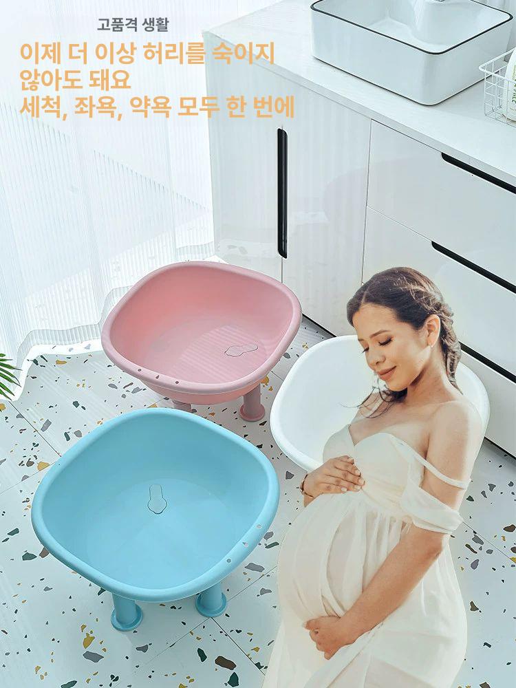 가정용 높은 세숫대야 받침대 조립식 목욕 세면대 두꺼운 업그레이드 화이트 발+배수관 - 상세 이미지 4