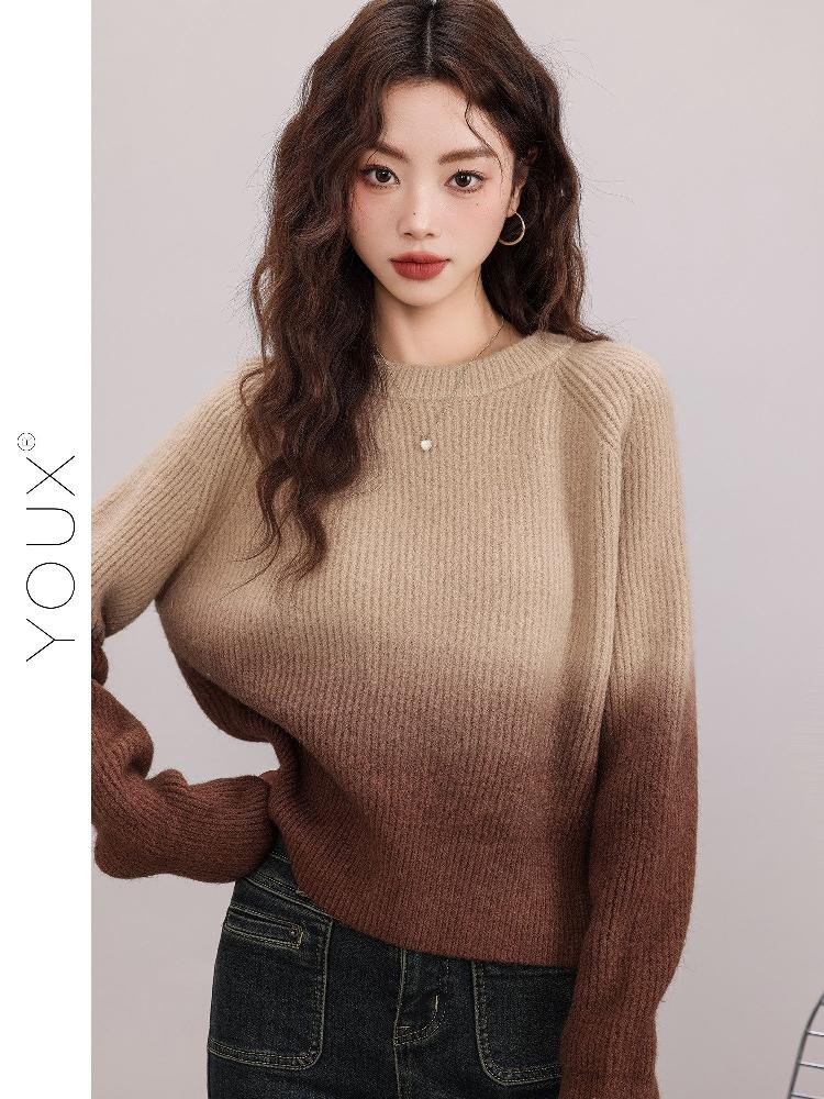 라운드넥 레이어드 반팔티셔츠 기본 앙고라 빅사이즈 이션니트 여성 여름 여자 루즈핏 오버핏 이션 커피 S - 상세 이미지 3