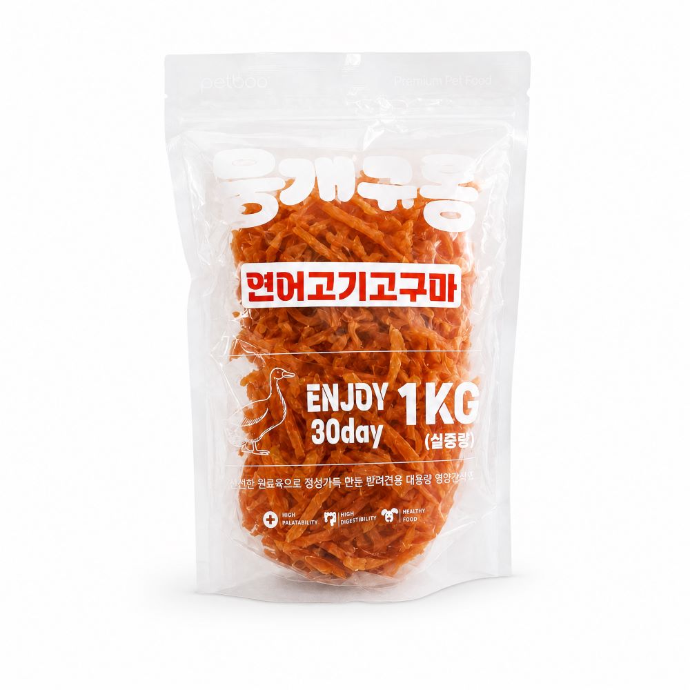 뭉개구름 대용량 강아지 간식 실중량 연어고기고구마, 1kg, 1개 - 상품 이미지