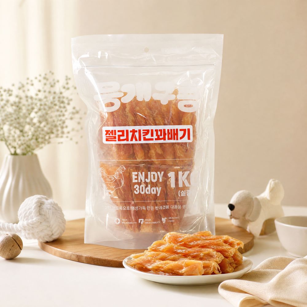 뭉개구름 대용량 강아지 간식 실중량 젤리치킨꽈배기, 1kg, 1개 - 상세 이미지 2