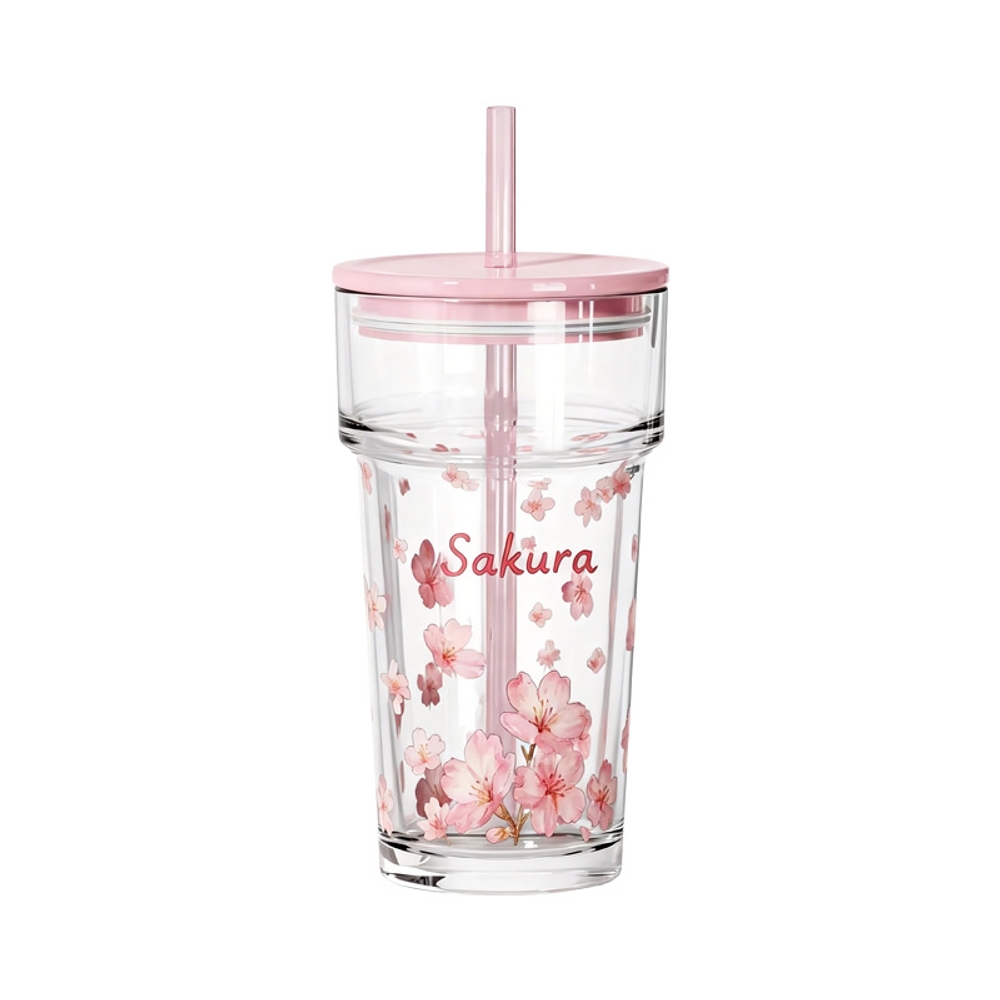 벚꽃 에디션 유리컵 460ml 뚜껑 빨대 포함 선물 여름맞이 해외판 벚꽃 에디션 460ml - 상세 이미지 5