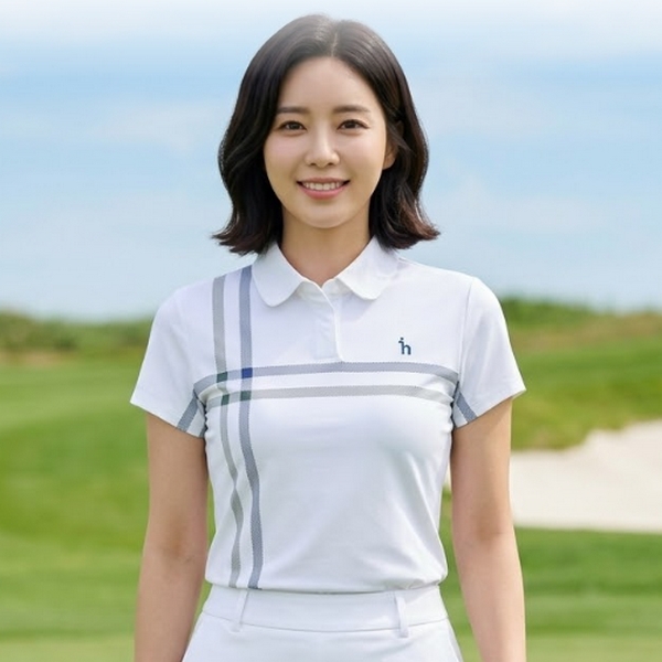 헤지스 골프 여성 여름 흡습속건 블루종 핏 골프 카라 캡 티셔츠 - 상품 이미지