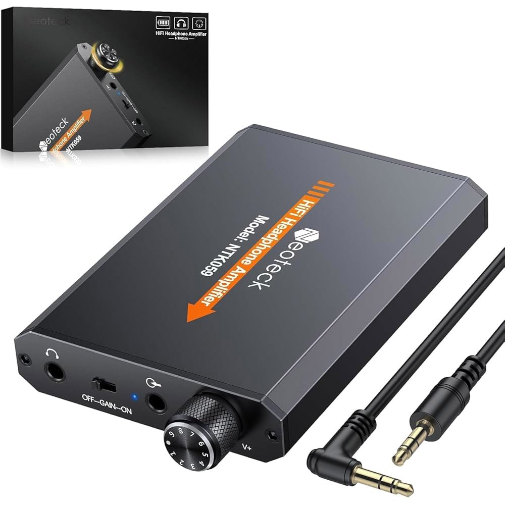 네오텍 휴대용 3.5mm 헤드폰 앰프 2단 게인 스위치, 16-300옴, 알루미늄 매트 표면 3.82 x 2.36 x 0.59 inches - 상품 이미지