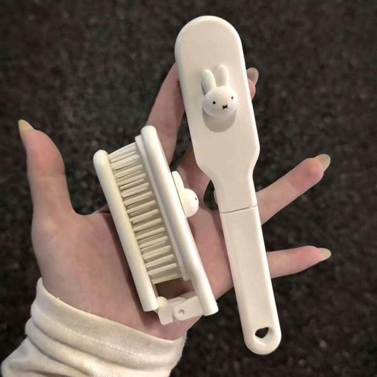 토끼 강아지 휴대용 헤어브러쉬 여행용 접이식 귀여운 미니빗 머리빗 긴머리 헤어스타일링 빗 - 상세 이미지 4