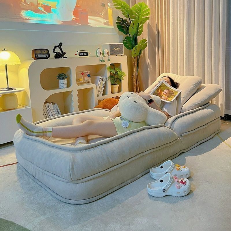 쇼파베드 원목 소파베드 원룸 패브릭 거실 집순이 확장형 매트리스 좌식 접이식 싱글 침대 미디엄 130CM 그 코튼과 린넨 베개 - 상세 이미지 3