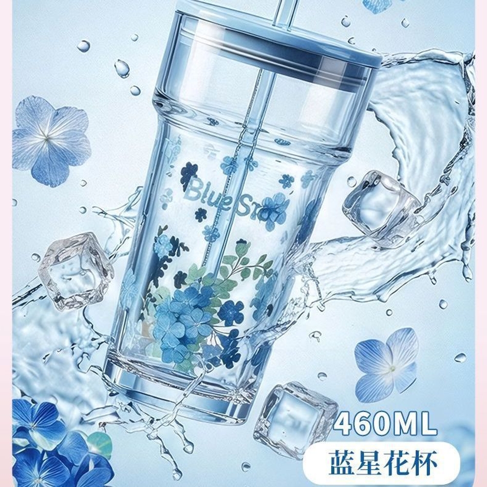 벚꽃 에디션 유리컵 460ml 뚜껑 빨대 포함 선물 여름맞이 해외판 벚꽃 에디션 460ml - 상세 이미지 4