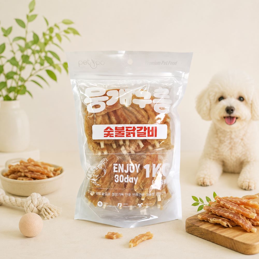 뭉개구름 대용량 강아지 간식 실중량 숯불닭갈비, 1kg, 1개 - 상세 이미지 2