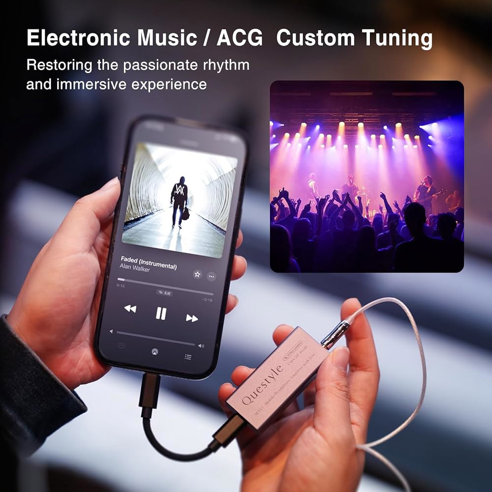 Questyle M15i 일렉트로 퍼플 헤드폰 앰프 [MFi 인증] 전자 음악 /ACG 맞춤 튜닝 휴대용 USB C DAC 4.4mm / 3.5mm 출력 PCM 768kHz DSD - 상세 이미지 3